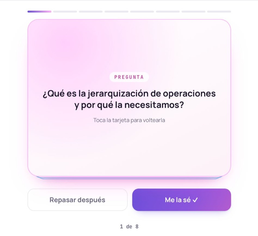 Flashcard de la plataforma: ¿Qué es la jerarquización de operaciones?